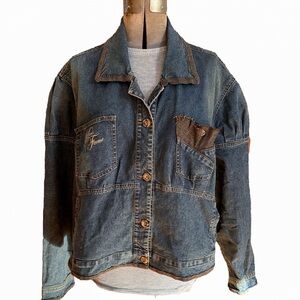 Y2K MECCA FEMME DENIM
JACKET BOHO CONTRASTING FABRIC PUFF SLEEVE ARTSY